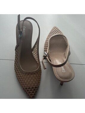 Calvin Klein Mesh Tan Heels